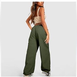 PrettyLittleThing Olive Wide Leg Pants